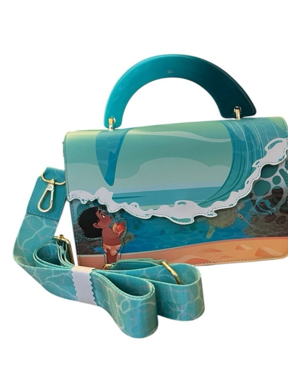 Loungefly Disney Young Moana Ocean Waves Crossbody Handbag Purse NWT